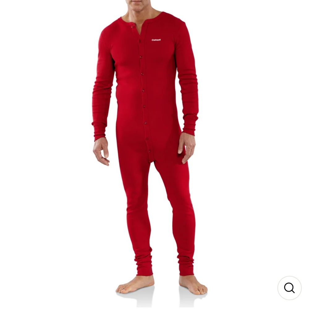 Carhartt Midweight Cotton Union Suit Onesie Red Cotton Button Closure-XL Reg